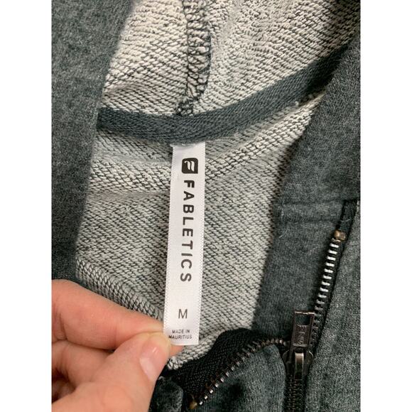 Fabletics Vest Womens M Medium Asymmetric Zip Lace Inserts Gray Hoodie Saige - Picture 11 of 14